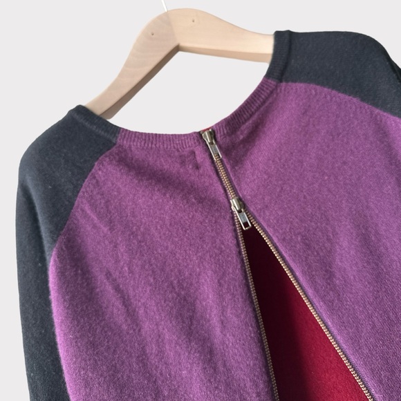 Ply Cashmere Brand 100% Cashmere Back Zip Sweater, Size M, Burgundy Purple - Picture 4 of 10